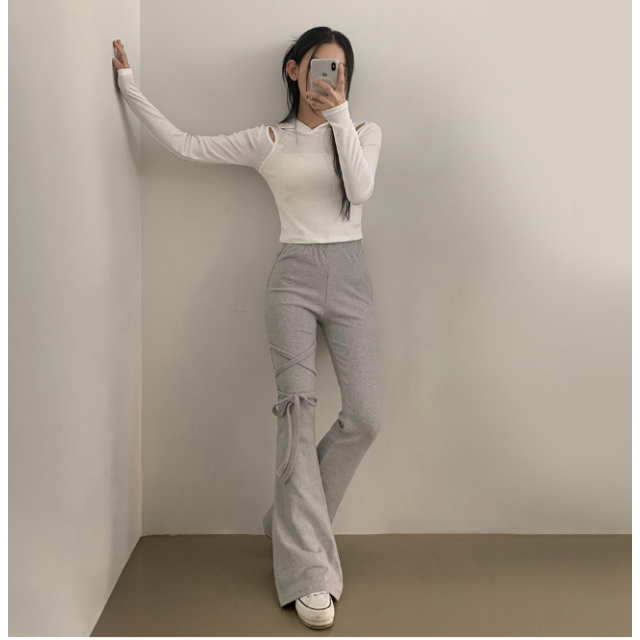 春季預訂｜包覆絲帶微喇叭褲