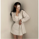 春季預訂｜方領後背蝴蝶結抽褶泡泡連身裙