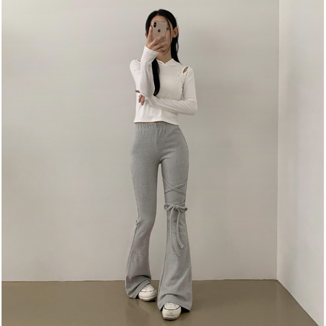 春季預訂｜包覆絲帶微喇叭褲