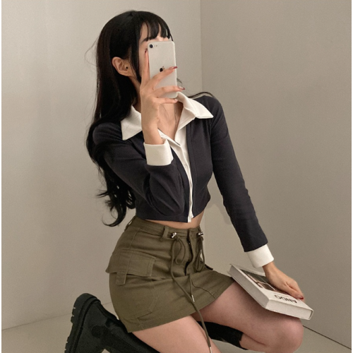 春季預訂｜學院風領帶分層羅紋開襟衫