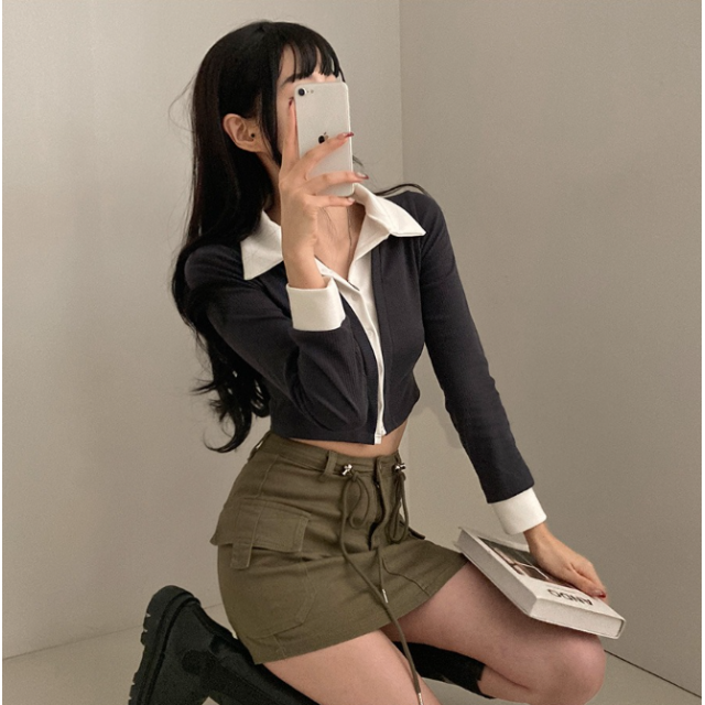 春季預訂|學院風領帶分層羅紋開襟衫 春季預訂|學院風領帶分層羅紋開襟衫