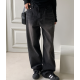 春季預訂｜黑色牛仔WASHING WIDE PANTS