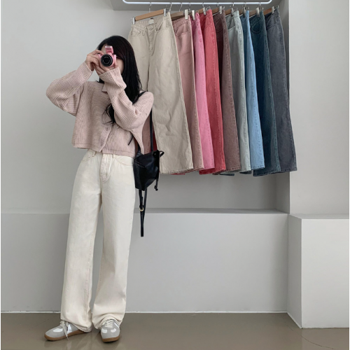 春季預訂｜顏料水洗高腰半寬直筒褲（10色 S-XL）