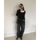 春季預訂｜黑色牛仔WASHING WIDE PANTS