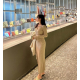 早秋現貨｜針織鈕扣修身直紋長袖上衣連長裙SET (高個子專屬！)