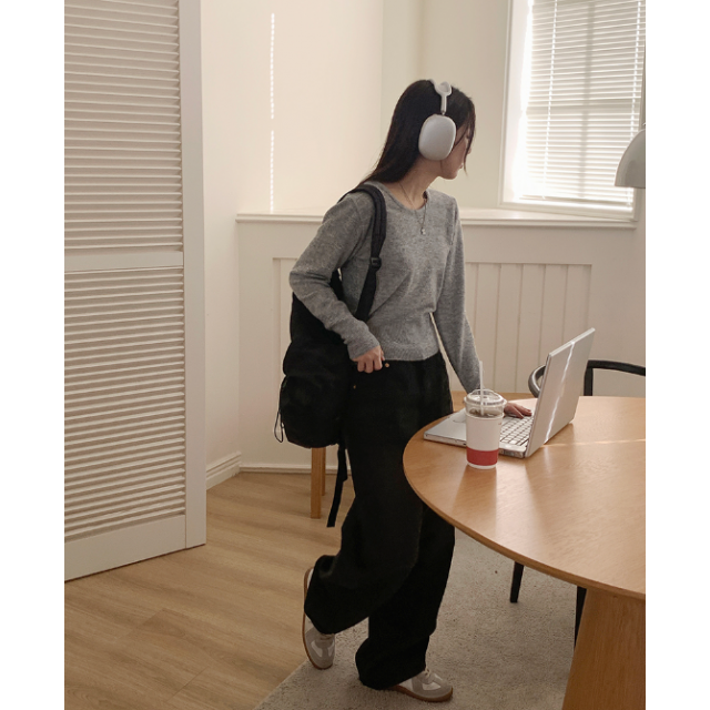 春季預訂｜黑色牛仔WASHING WIDE PANTS