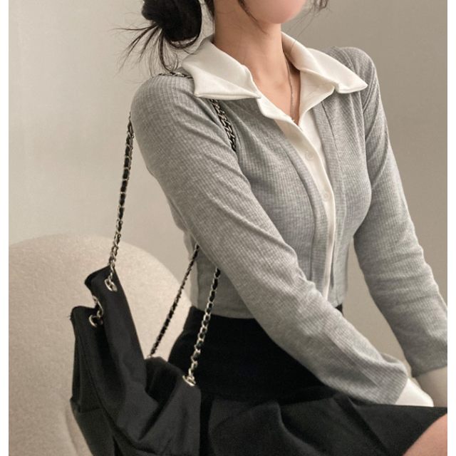 春季預訂|學院風領帶分層羅紋開襟衫 春季預訂|學院風領帶分層羅紋開襟衫