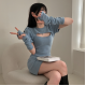 春季預訂｜WARMER SET! 心口開衩泡泡袖短袖羅紋連身裙