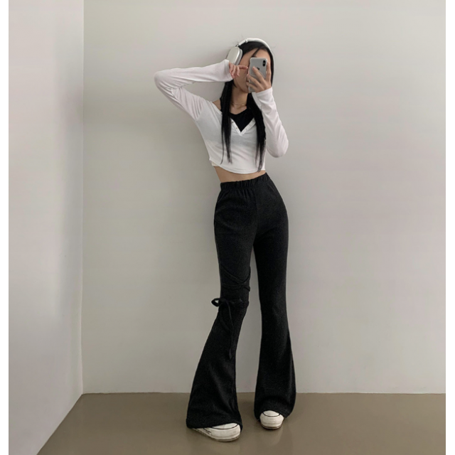 春季預訂｜包覆絲帶微喇叭褲