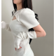春季預訂｜WARMER SET! 心口開衩泡泡袖短袖羅紋連身裙