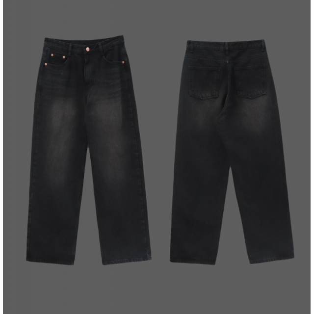春季預訂｜黑色牛仔WASHING WIDE PANTS