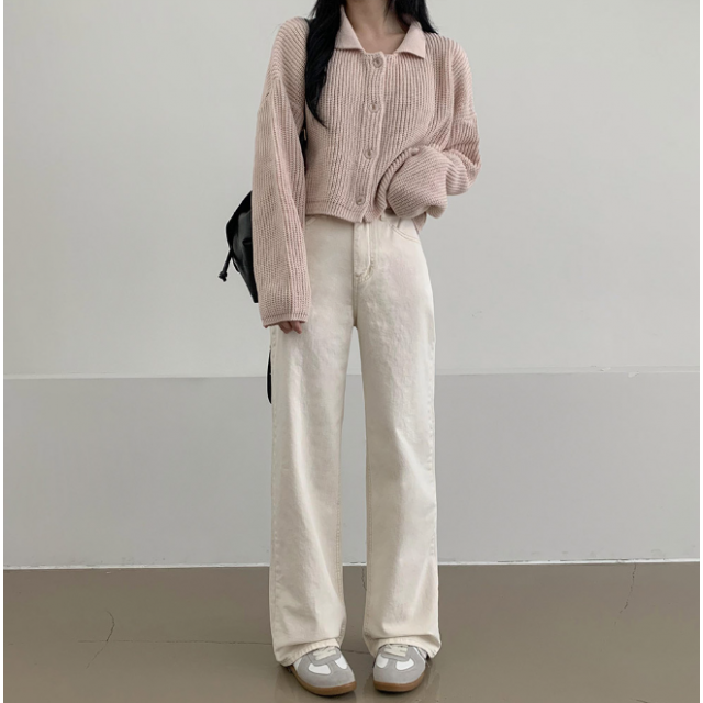 春季預訂|顏料水洗高腰半寬直筒褲(10色 S-XL) 春季預訂|顏料水洗高腰半寬直筒褲(10色 S-XL)