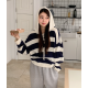 春季預訂｜日常條紋寬鬆針織HOODIE
