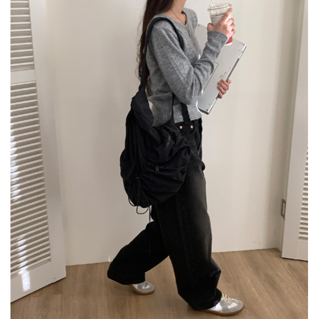 春季預訂｜黑色牛仔WASHING WIDE PANTS