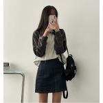 春季預訂｜牛仔車線後鬆緊腰A字短裙