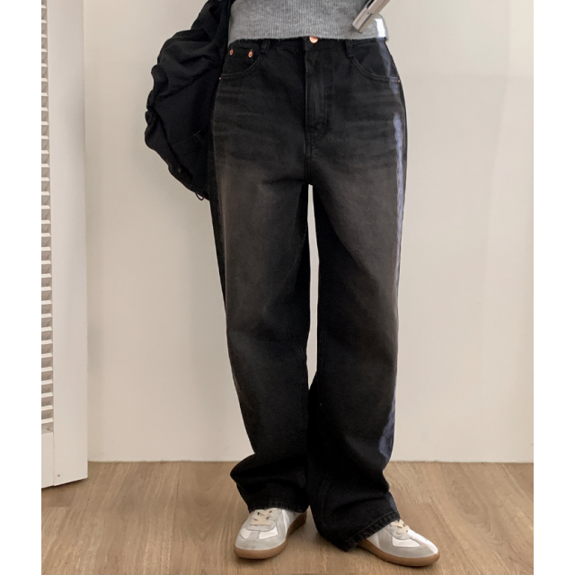 春季預訂｜黑色牛仔WASHING WIDE PANTS