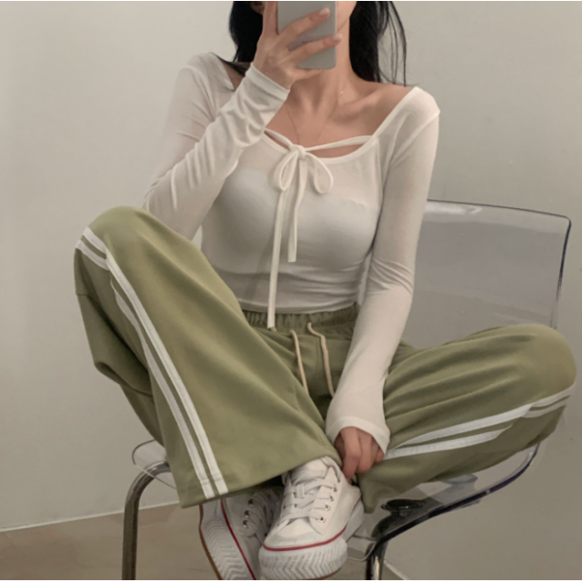 1月回饋優惠❤️預訂｜6色U領掛脖修身短版長袖T 恤