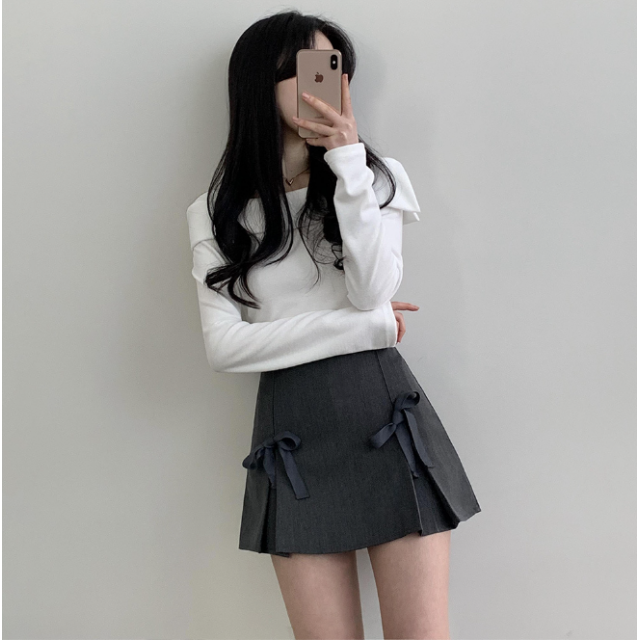 春季預訂｜緞帶百褶A字迷你裙褲