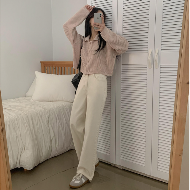 春季預訂|顏料水洗高腰半寬直筒褲(10色 S-XL) 春季預訂|顏料水洗高腰半寬直筒褲(10色 S-XL)