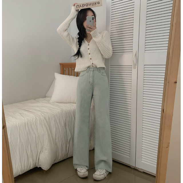 春季預訂|顏料水洗高腰半寬直筒褲(10色 S-XL) 春季預訂|顏料水洗高腰半寬直筒褲(10色 S-XL)