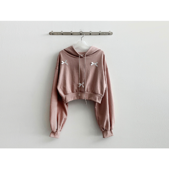 春季現貨｜RIBBON CROP SIZED HOODIE