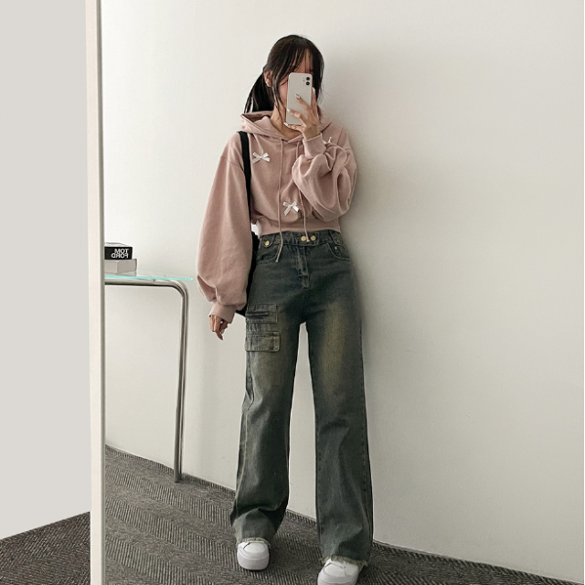 春季現貨｜RIBBON CROP SIZED HOODIE