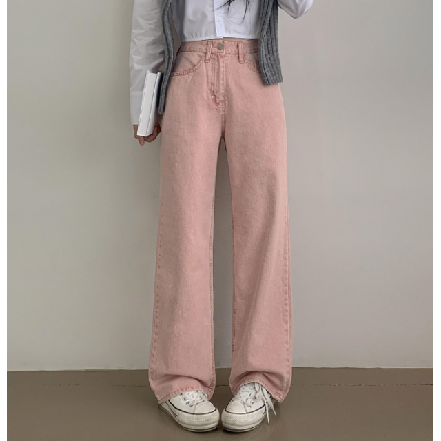 春季預訂|顏料水洗高腰半寬直筒褲(10色 S-XL) 春季預訂|顏料水洗高腰半寬直筒褲(10色 S-XL)