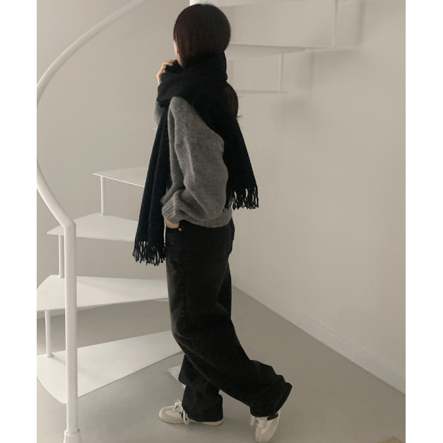 春季預訂｜黑色牛仔WASHING WIDE PANTS