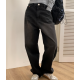 春季預訂｜黑色牛仔WASHING WIDE PANTS
