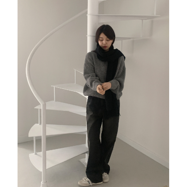 春季預訂｜黑色牛仔WASHING WIDE PANTS