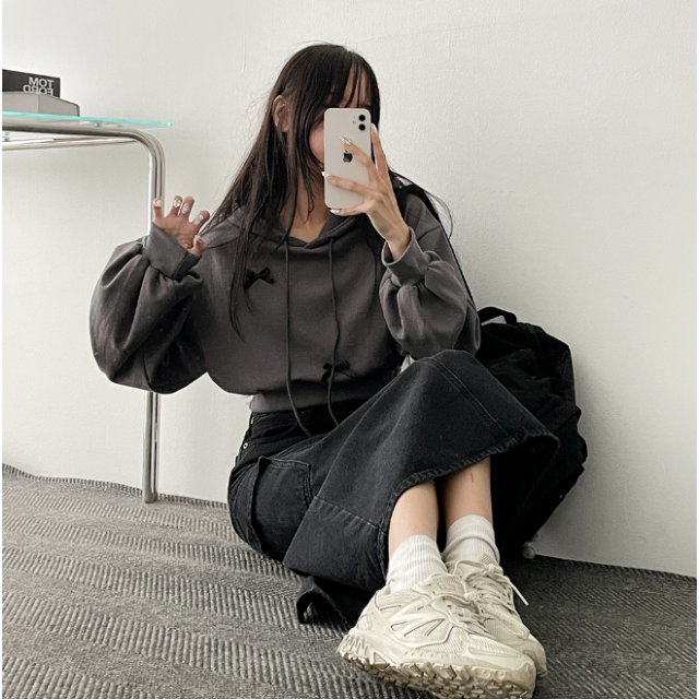 春季現貨｜RIBBON CROP SIZED HOODIE
