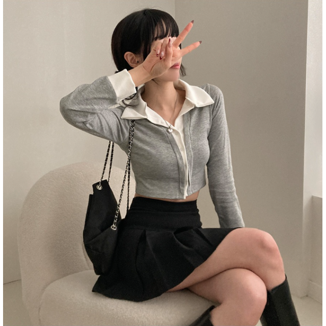 春季預訂|學院風領帶分層羅紋開襟衫 春季預訂|學院風領帶分層羅紋開襟衫