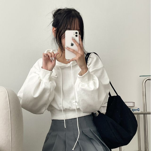 春季現貨｜RIBBON CROP SIZED HOODIE