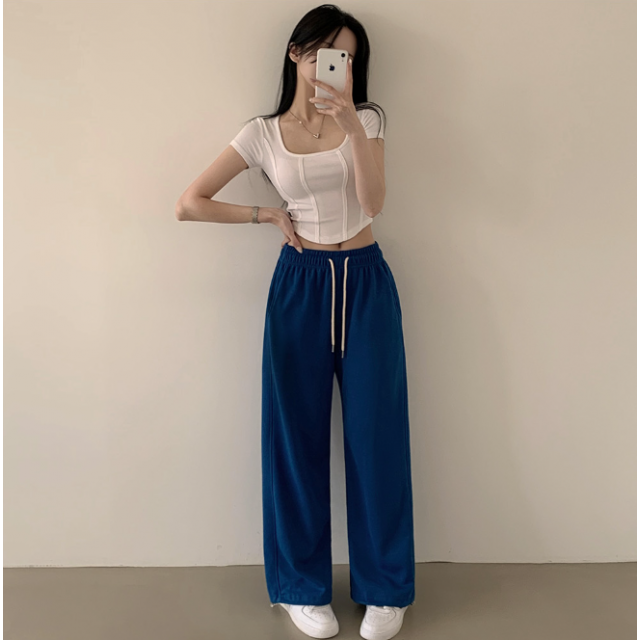 2月回饋優惠❤️現貨｜17色!!! 索繩兩穿高腰棉寬褲 (SHORT / LONG)
