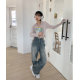 春季預訂｜復古裂紋水洗寬牛仔褲