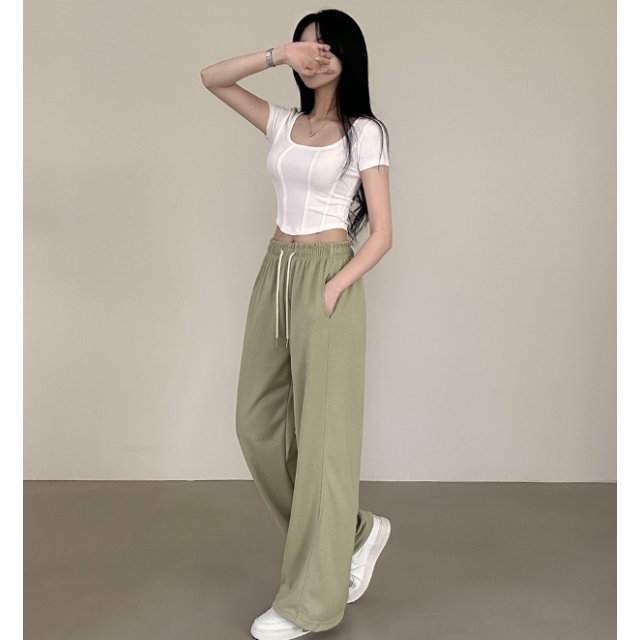 2月回饋優惠❤️現貨｜17色!!! 索繩兩穿高腰棉寬褲 (SHORT / LONG)
