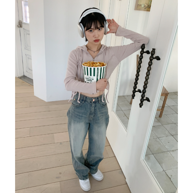 春季預訂｜復古裂紋水洗寬牛仔褲