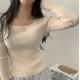 春季現貨｜方領羅紋修身長袖針織衫 - 9色