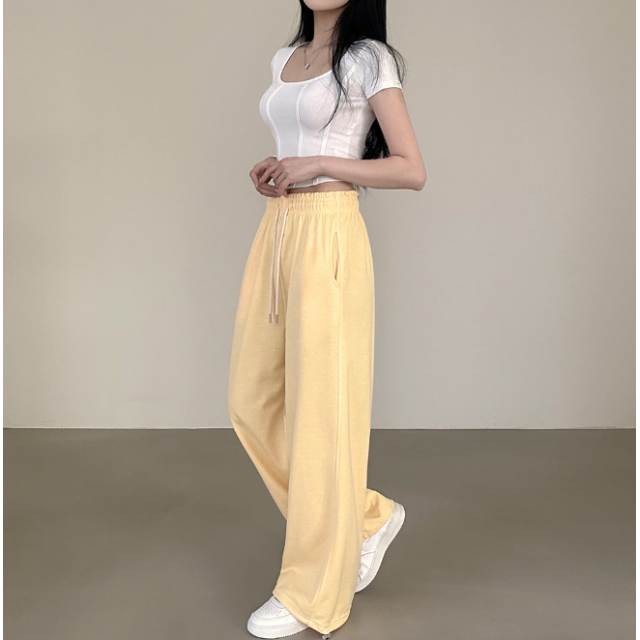 2月回饋優惠❤️現貨｜17色!!! 索繩兩穿高腰棉寬褲 (SHORT / LONG)