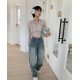 春季預訂｜復古裂紋水洗寬牛仔褲