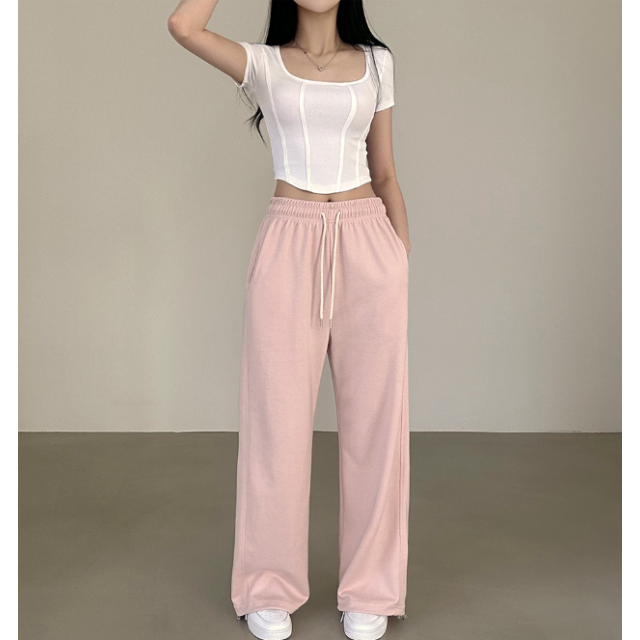 2月回饋優惠❤️現貨｜17色!!! 索繩兩穿高腰棉寬褲 (SHORT / LONG)