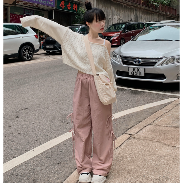 春季預訂｜尼龍綁帶鬆緊腰寬褲