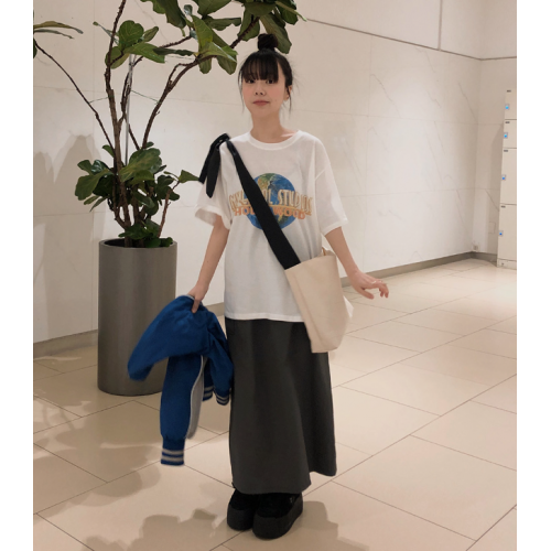春季預訂｜口袋後背開衩尼龍半身裙