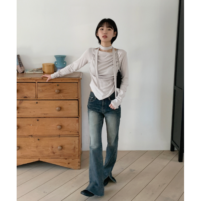 春季預訂｜水洗開衩靴型牛仔褲