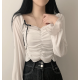 春季預訂｜芭蕾舞緞帶抽褶短款露肩上衣
