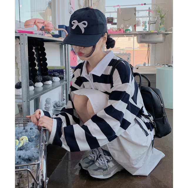 春季預訂｜條紋翻領POLO長袖上衣