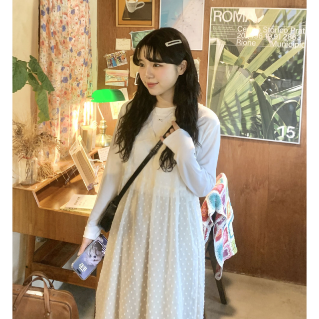 春季預訂｜透視圓點LACE分層背心連身裙