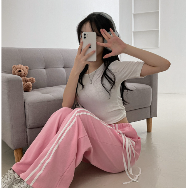 春季預訂｜雙絲帶彩線寬褲