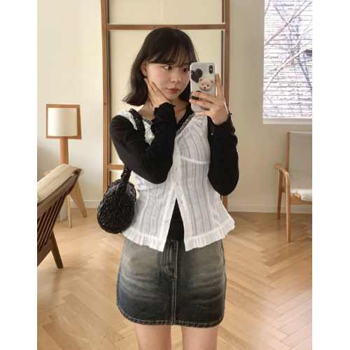 春季預訂｜TWO TONE水洗迷你短版牛仔裙（3色）