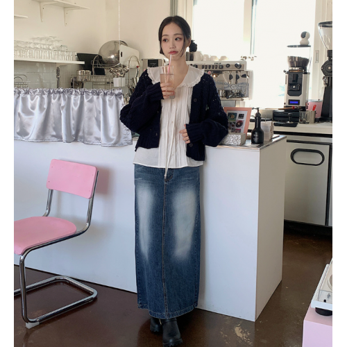 春季預訂｜復古水洗後開叉牛仔長裙